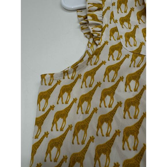 Tommy Hilfiger Womens Tank Top Size Large Button Up Giraffe Yellow Necktie - Picture 4 of 11